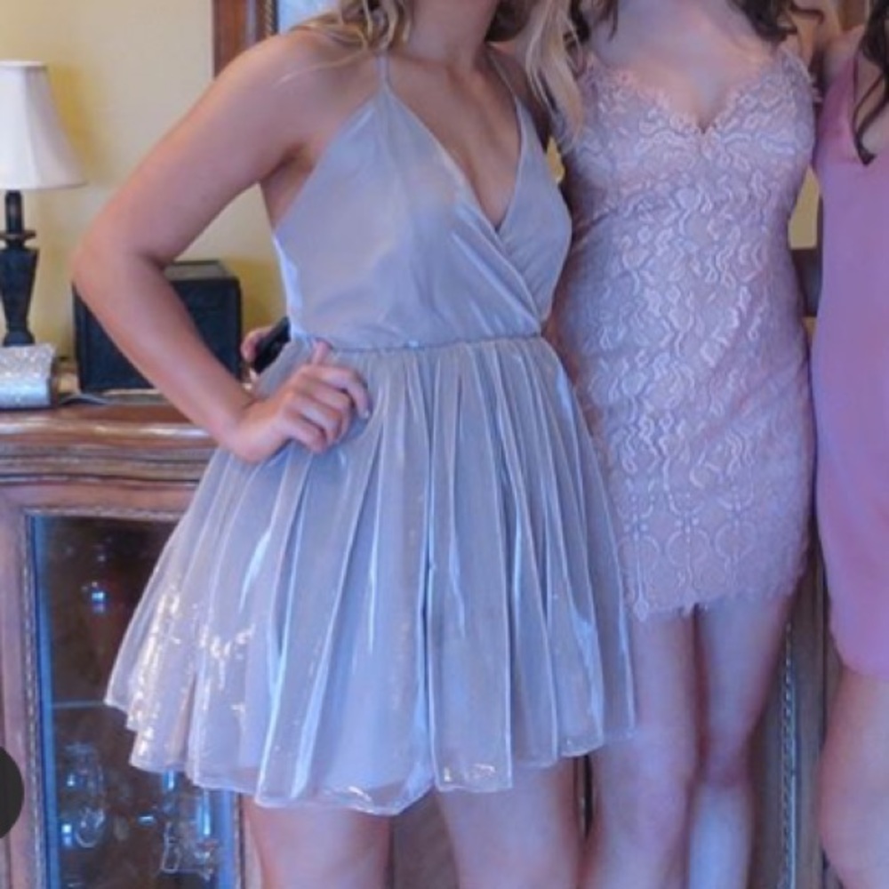 ASOS Mini Shimmery Tulle Dress with Plunging VNeck